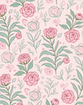 Delicate Pink Rose Floral Botanical Rug