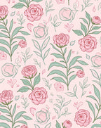 Delicate Pink Rose Floral Botanical Rug
