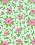 Pink Rose Garden With Green Leaves Rug