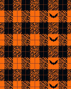 Orange and Black Bat Plaid Rug
