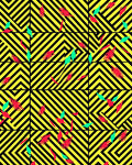 Bold Yellow Black Geometric Foliage Rug
