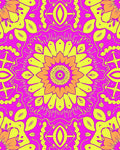 Vibrant Pink Yellow Floral Mandala Rug