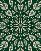 Dark Green Symmetric Botanical Bloom Rug