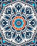 Vibrant Teal Orange Medallion Symmetry Rug