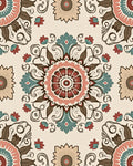 Farmhouse Floral Medallion Sunburst Swirls Rug