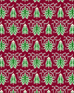 Crimson Green Christmas Tree Ornaments Rug