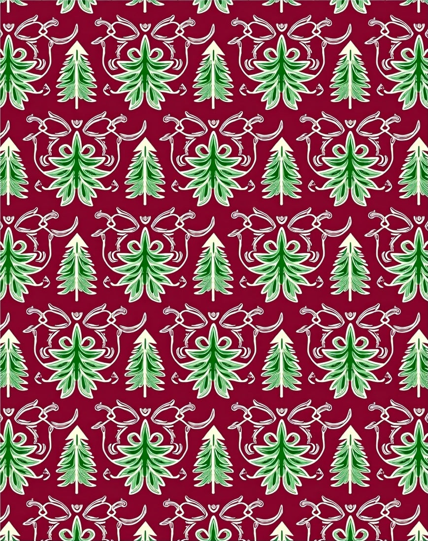Crimson Green Christmas Tree Ornaments Rug