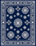 Deep Blue Snowflake Mandala Border Rug