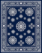Deep Blue Snowflake Mandala Border Rug