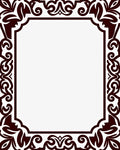 Dark Brown Ornamental Floral Scroll Frame Rug