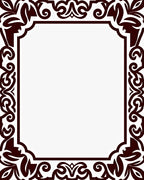 Dark Brown Ornamental Floral Scroll Frame Rug