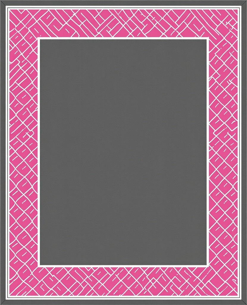 Bright Pink Woven Net Border Rug