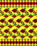 Vibrant Red Folkloric Floral Diamond Rug