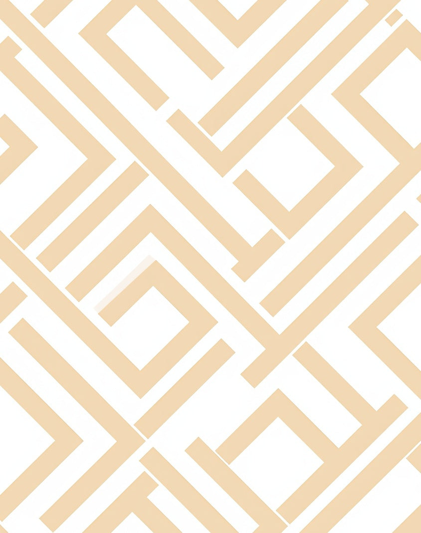 Beige Geometric Maze Lines Rug