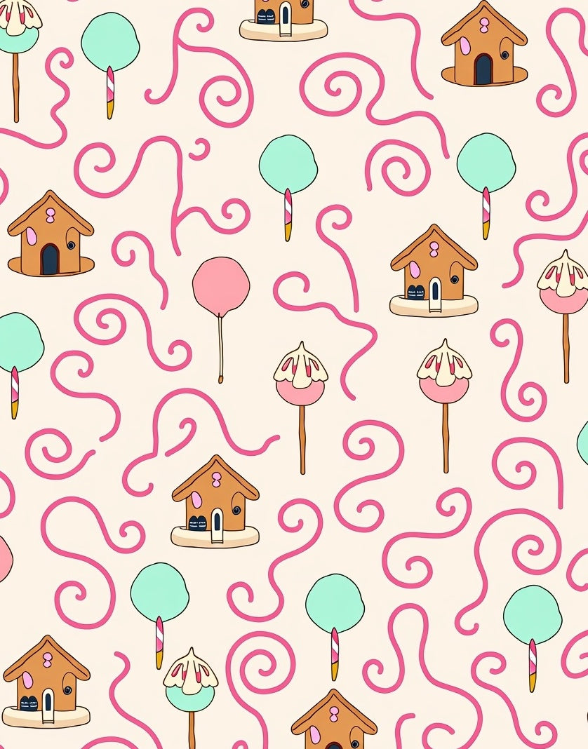 Sweet Gingerbread Houses Candy Swirls Rug