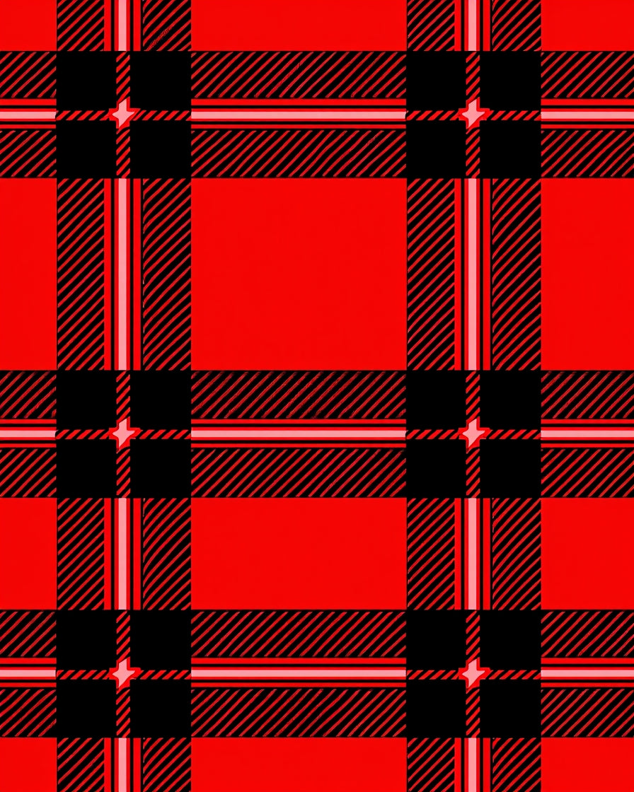 Bold Red Black Plaid Checks Rug