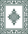 Dark Green Floral Central Medallion Border Rug