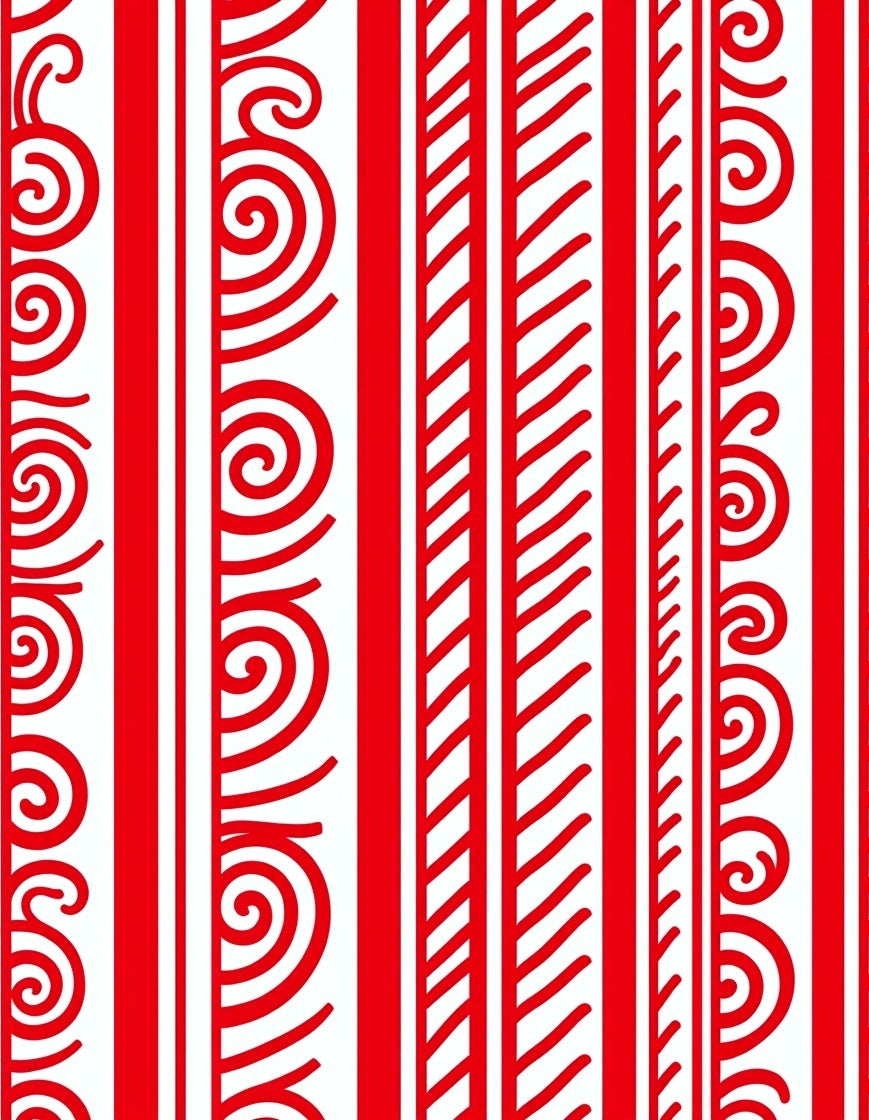 Bold Red Stripe Scroll Rug