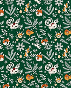Whimsical Woodland Creatures Scatter Emerald Background Rug