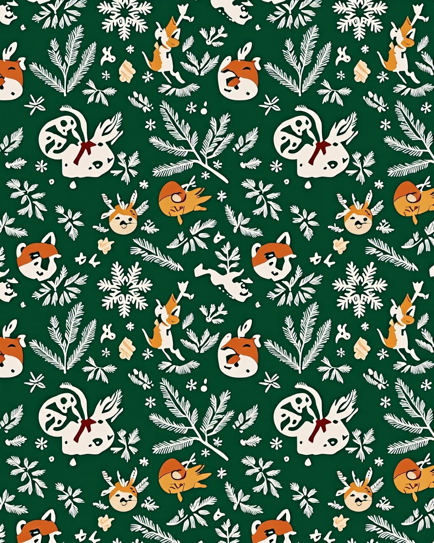 Whimsical Woodland Creatures Scatter Emerald Background Rug