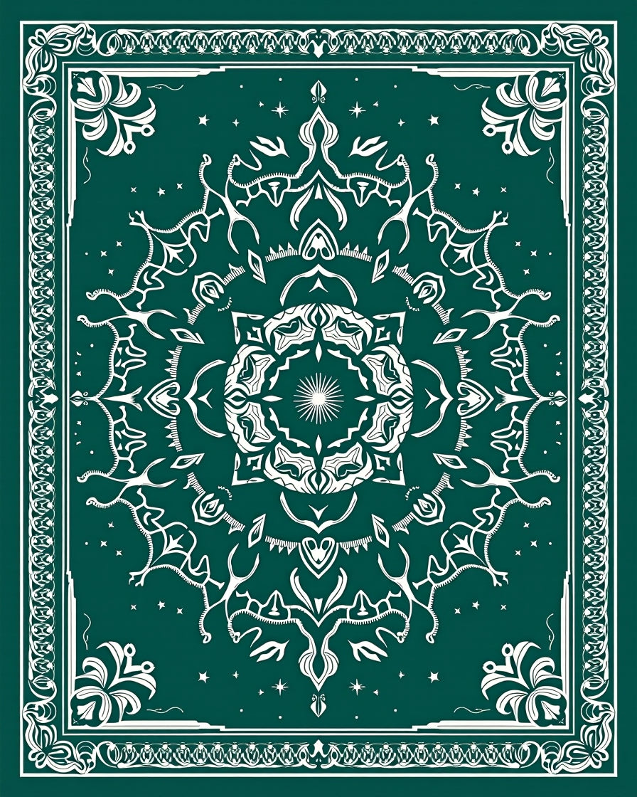 Deep Teal Intricate Mandala Rug