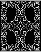 White Black Scrollwork Accents Rug