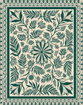Emerald Green Botanical Garden Blanket Rug