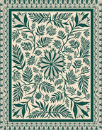 Emerald Green Botanical Garden Blanket Rug