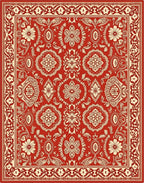 Cardinal Red Floral Medallion Traditional Rug