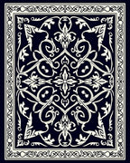 Midnight Ivory Ornate Floral Rug