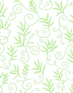 Light Green Leafy Vine Swirls Rug