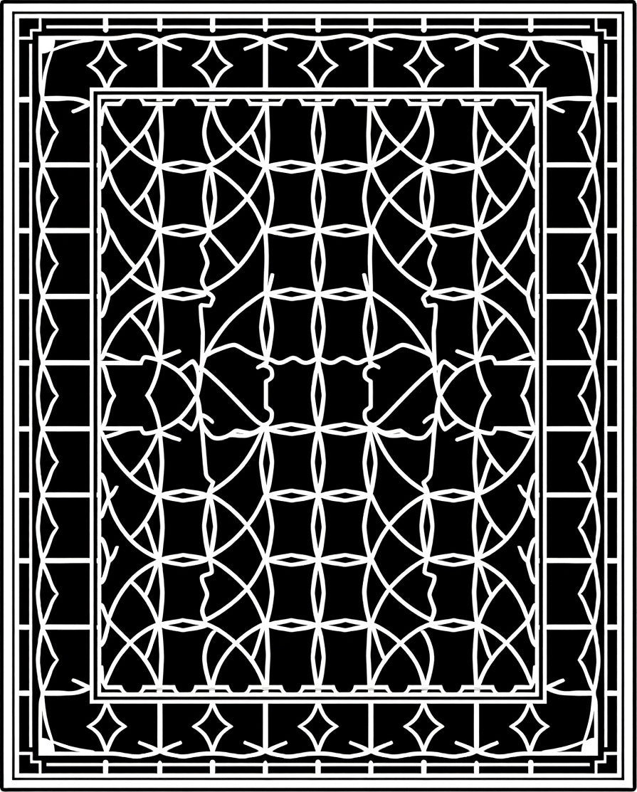 Monochromatic White Arabesque Lattice Rug