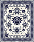 Grand Navy Starburst Medallion Ivory Rug