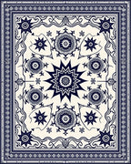 Grand Navy Starburst Medallion Ivory Rug