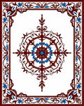 Rich Burgundy Blue Floral Medallion Rug