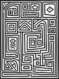 Bold Labyrinthine Black White Composition Rug