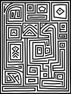 Bold Labyrinthine Black White Composition Rug