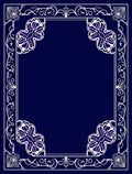Deep Blue Floral Corner Border Rug