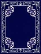 Deep Blue Floral Corner Border Rug