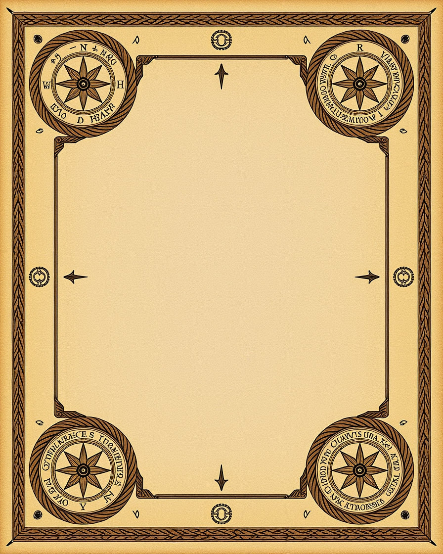 Nautical Compass Rose Border Rug