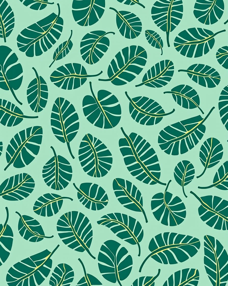 Tropical Green Leafy Meadow Rug