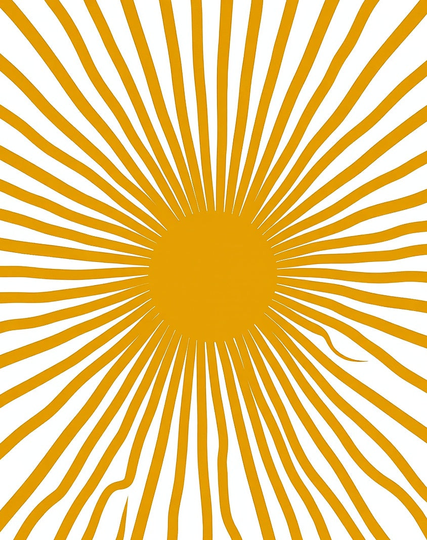 Golden Sun Burst Rays Rug
