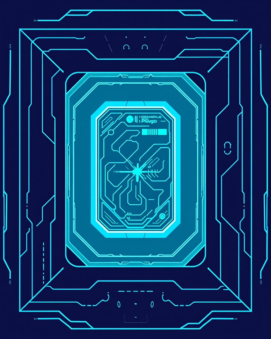 Cyan Circuit Board Frame Rug