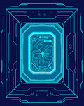 Cyan Circuit Board Frame Rug