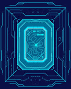 Cyan Circuit Board Frame Rug