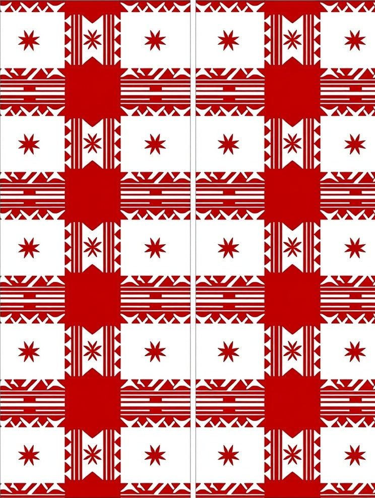 Bold Red Gingham Starburst Rug