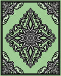 Light Green Black Ornate Medallion Rug