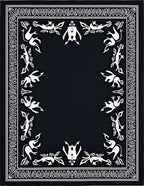Bold Black White Folkloric Animal Border Rug