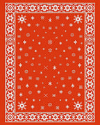 Crimson Snowflakes Ornamental Border Rug