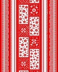 Red White Festive Star Medallion Stripe Rug